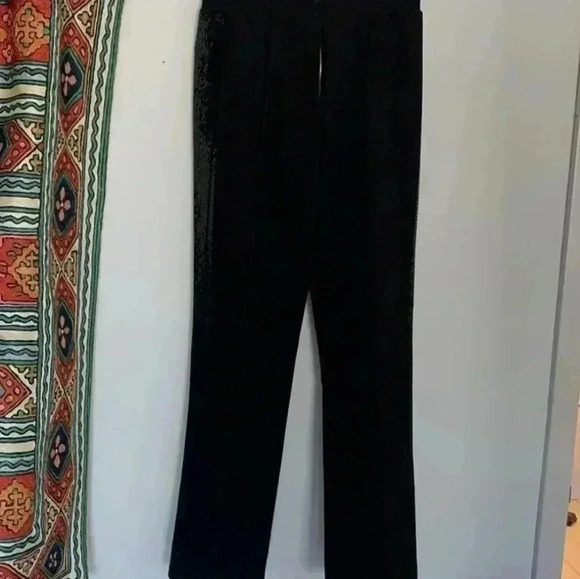 Sally Lapointe Black Embellished Bead Straight Leg Pull On Pants - Picture 2 of 6